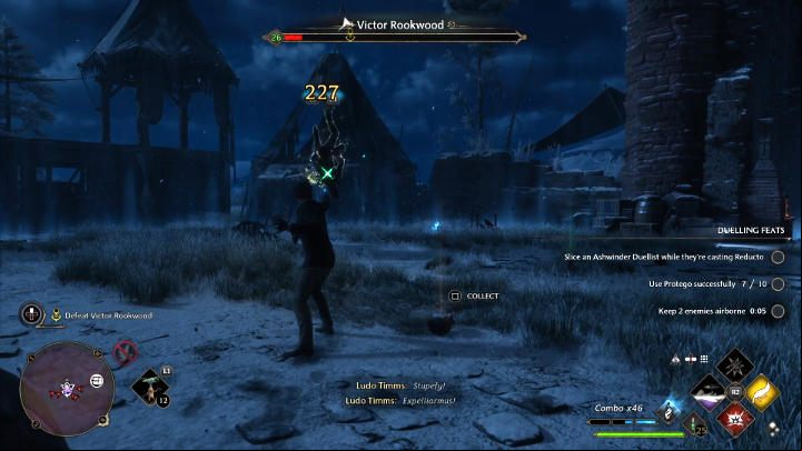 After breaking Victor's shield start attacking him with more Ancient Magic or other offensive spells - Hogwarts Legacy: Wand Mastery - Main quests - Hogwarts Legacy Guide