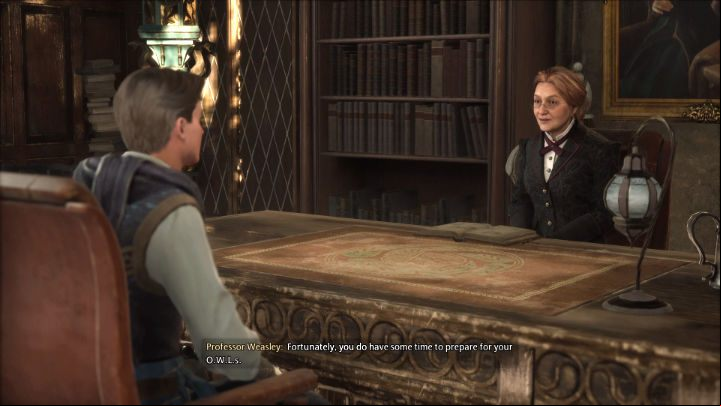 Go to Professor Weasley's office and talk to her about your progress throughout the school year - Hogwarts Legacy: Weasleys Watchful Eye - Main quests - Hogwarts Legacy Guide