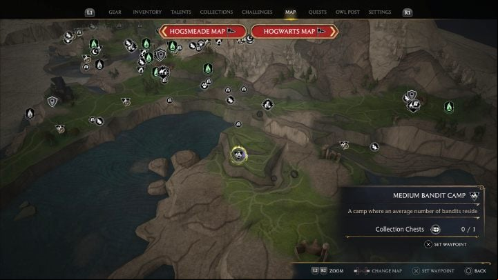 This chest is found in a bandit camp northwest of Clagmar Castle - Hogwarts Legacy: Clagmar Coast - Collection Chests - Collection Chests - Hogwarts Legacy Guide