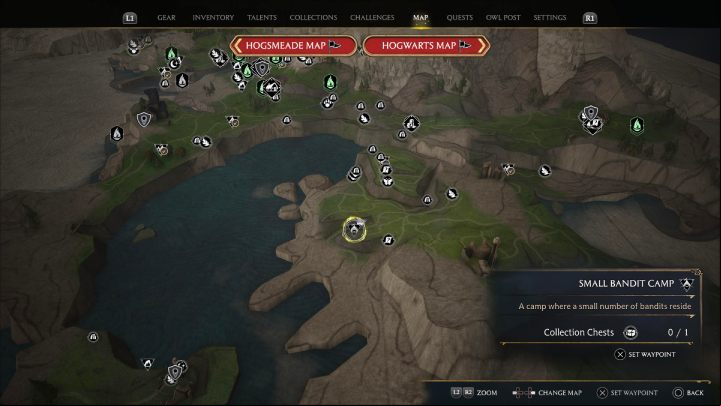This chest is found in a bandit camp west from Clagmar Castle - Hogwarts Legacy: Clagmar Coast - Collection Chests - Collection Chests - Hogwarts Legacy Guide