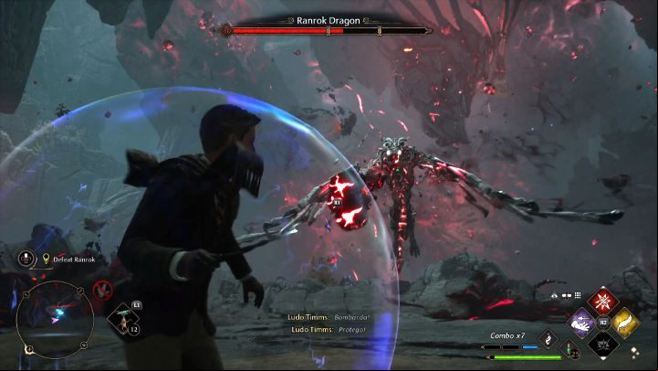Meteorites shot by Ranrok can be dodged or intercepted (R1 on PS5) and thrown back at the enemy, dealing damage in the process - Hogwarts Legacy: How to defeat Ranrok? - Bosses - Hogwarts Legacy Guide