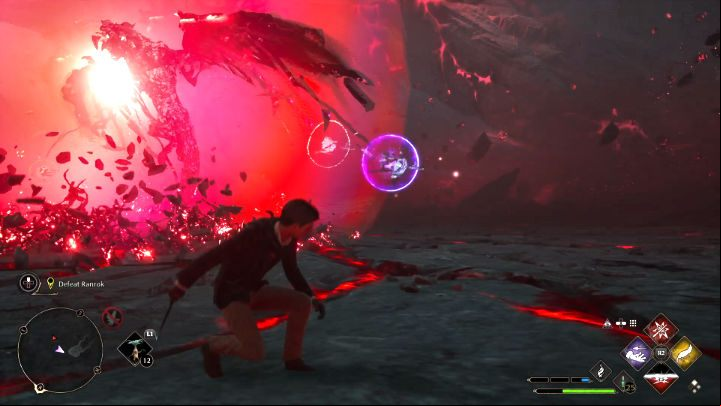 After dealing enough damage to him, Ranrok will land and become invulnerable again - Hogwarts Legacy: How to defeat Ranrok? - Bosses - Hogwarts Legacy Guide