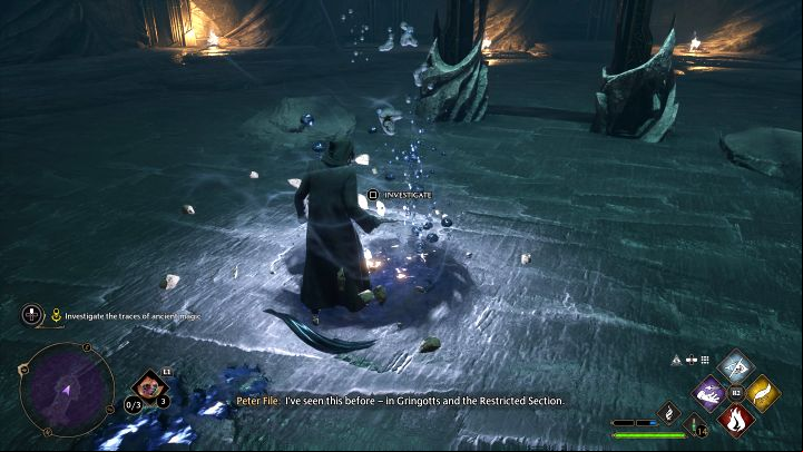 After the battle gather all nearby loot (including from large chests) and locate the magic circle on the ground - Hogwarts Legacy: Jackdaws Rest - Main quests - Hogwarts Legacy Guide