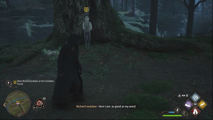 You'll meet up with the ghost in the North Hogwarts Region - Hogwarts Legacy: Jackdaws Rest - Main quests - Hogwarts Legacy Guide