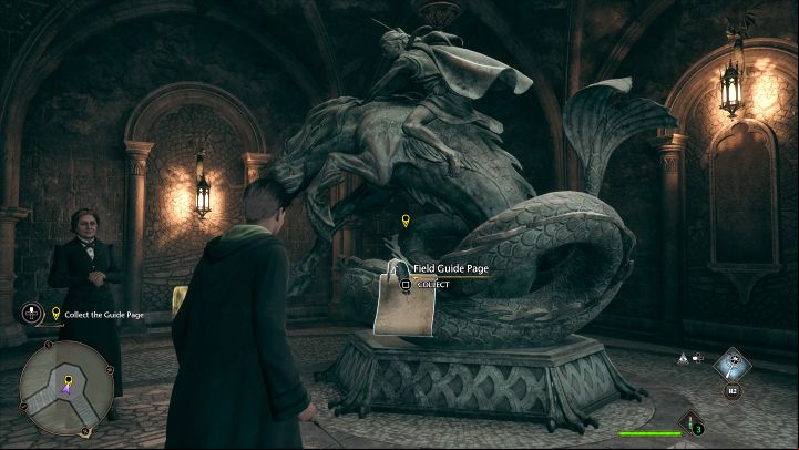 After you stop near the statue, use Revello (d-pad left) to reveal a hidden Guide Page - Hogwarts Legacy: Welcome to Hogwarts - Main quests - Hogwarts Legacy Guide