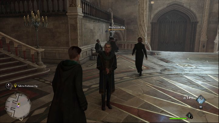 Professor Fig is also in the Central Hall - Hogwarts Legacy: Welcome to Hogwarts - Main quests - Hogwarts Legacy Guide