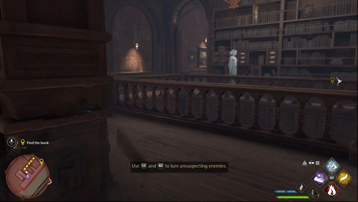 You'll find yourself in the Restricted Section and you can go straight to the stairs leading to the basement - Hogwarts Legacy: Secrets of the Restricted Section - Main quests - Hogwarts Legacy Guide