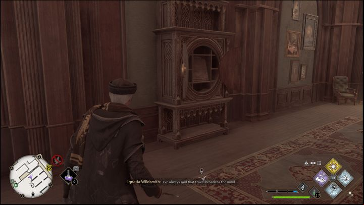 The cabinet to which the key will take you is further into the library, in the middle of the corridor - Hogwarts Legacy: All Daedalian Keys - Hogwarts - Hogwarts Legacy Guide