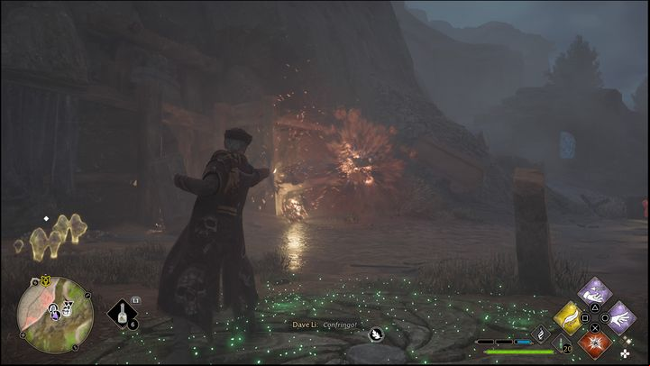 All you have to do to complete the quest is destroy five stone pillars with spells like Bombarda or Confringo - Hogwarts Legacy: Feldcroft Region - all Merlin Trials - Merlins Trials - Hogwarts Legacy Guide