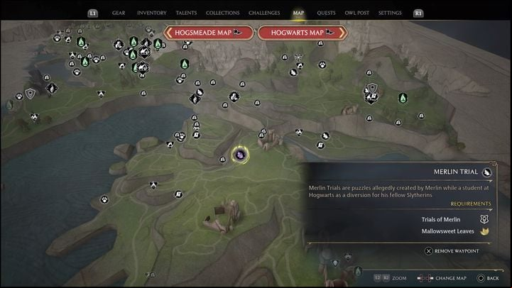 Interactive map link: Merlin Trial - Clagmar Coast #1 - Hogwarts Legacy: Clagmar Coast - all Merlin Trials - Merlins Trials - Hogwarts Legacy Guide