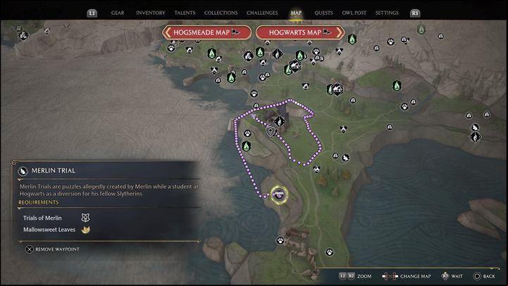 Interactive map link: Merlin Trial - Manor Cape #3 - Hogwarts Legacy: Manor Cape - all Merlin Trials - Merlins Trials - Hogwarts Legacy Guide