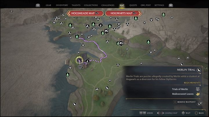 Interactive map link: Merlin Trial - Manor Cape #1 - Hogwarts Legacy: Manor Cape - all Merlin Trials - Merlins Trials - Hogwarts Legacy Guide