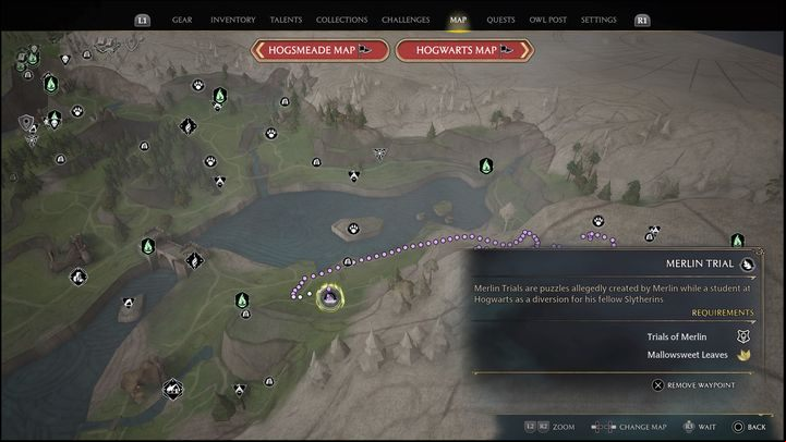 Map link: Merlin Trial - Marunweem Lake #2 - Hogwarts Legacy: Marunweem Lake - all Merlin Trials - Merlins Trials - Hogwarts Legacy Guide