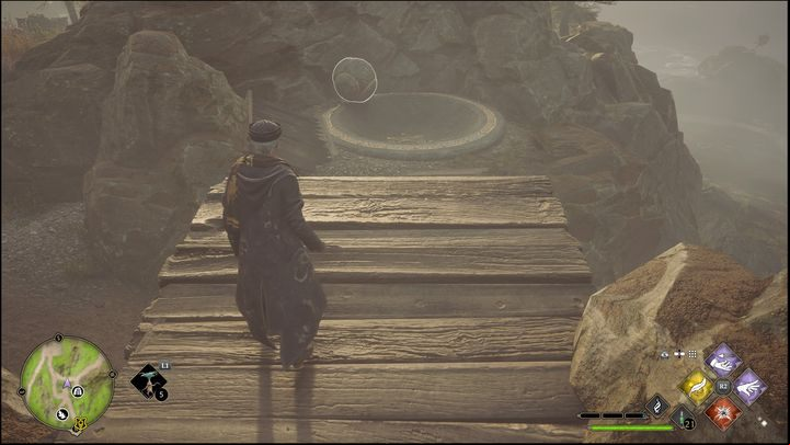 Then position yourself behind the orb and use Depulso twice to push it back and send it flying - Hogwarts Legacy: Poidsear Coast - all Merlin Trials - Merlins Trials - Hogwarts Legacy Guide