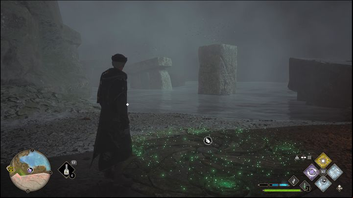 All you have to do is jump on all the stone platforms to complete the quest - Hogwarts Legacy: Poidsear Coast - all Merlin Trials - Merlins Trials - Hogwarts Legacy Guide