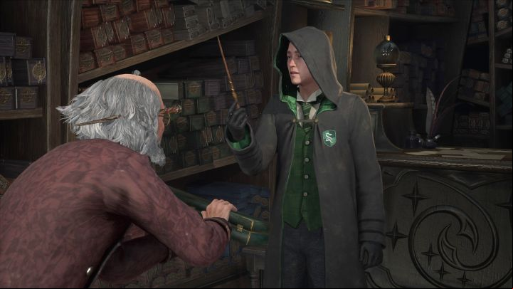 Crafting a "unique personalized wand" is a part of the Welcome to Hogsmeade story quest, which involves visiting the town to replenish supplies lost after the dragon attack from the beginning of the game - Hogwarts Legacy: How to receive a customized Wand? - Main character - Hogwarts Legacy Guide