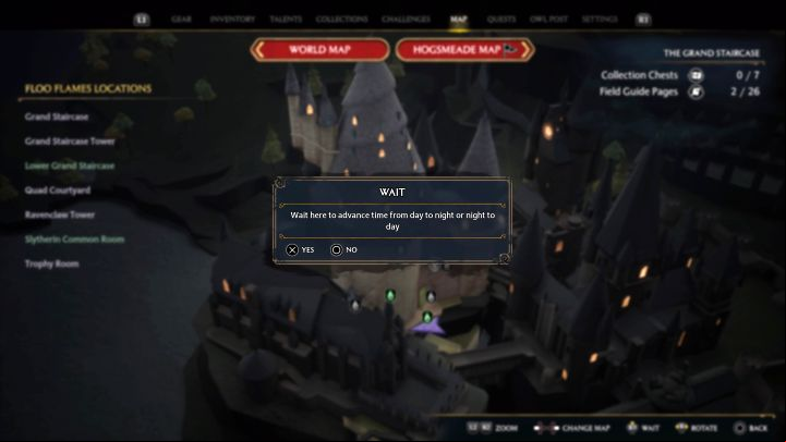 You can fast-forward time from the map window - Hogwarts Legacy: Can you change the time of day? - Combat and exploration - Hogwarts Legacy Guide