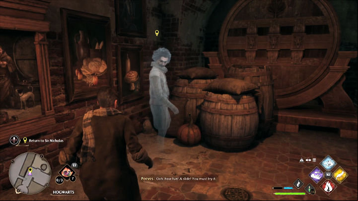 After you get Rotten Roast Beef, return to Sir Nicholas and inform him that the quest has been completed - Hogwarts Legacy: The Hunt for the Missing Pages - Gryffindor quest - Main quests - Hogwarts Legacy Guide