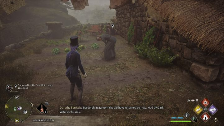 Go to Upper Hogsfield and talk to the woman standing near the fast travel point in the village - Hogwarts Legacy: A Friend in Deed - walkthrough - Hogsmeade - Hogwarts Legacy Guide
