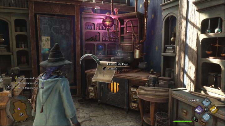 The next page is in the potion shop in the western part of Hogsmeade - Hogwarts Legacy: Field Guide Pages - Hogsmeade - Hogsmeade - Hogwarts Legacy Guide
