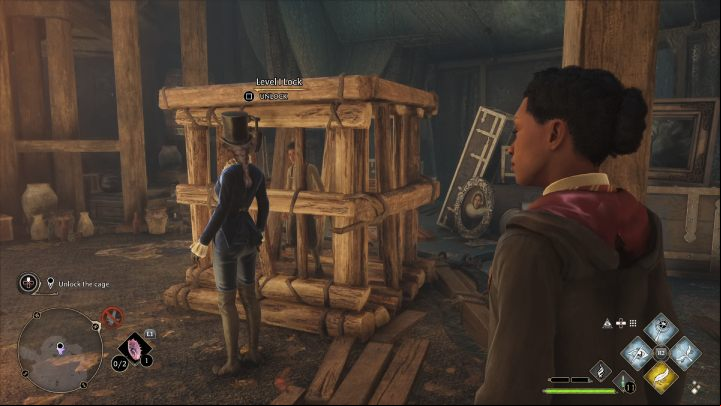 Open the cage with Alohomora and talk to the boy - Hogwarts Legacy: The Lost Child - Relationship quests - Natty - Hogwarts Legacy Guide