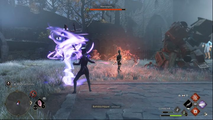 In the 2nd phase of the fight, several mannequins will appear, defeat them quickly so that nothing stands between you and the boss - Hogwarts Legacy: Minding Your Own Business - Hogsmeade - Hogwarts Legacy Guide