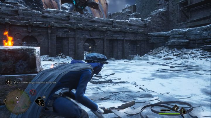 When you reach the ruins of the castle, you will be attacked by a dragon - Hogwarts Legacy: Poached Egg - Relationship quests - Poppy - Hogwarts Legacy Guide