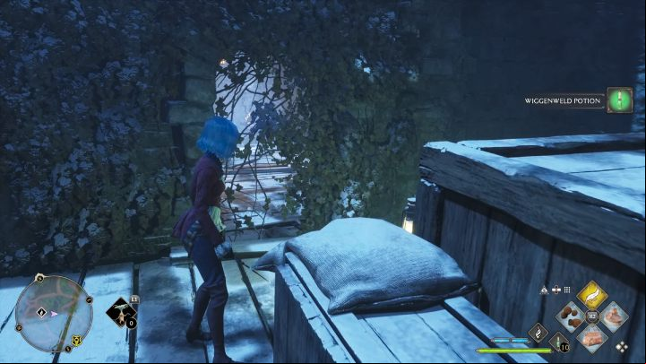 Climb the ladder next to the main gate - Hogwarts Legacy: Ancient Magic Hotspots Part 1 - Highlands - Hogwarts Legacy Guide