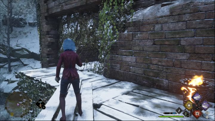 Return to the starting point and climb the platform on the left - Hogwarts Legacy: Ancient Magic Hotspots Part 1 - Highlands - Hogwarts Legacy Guide