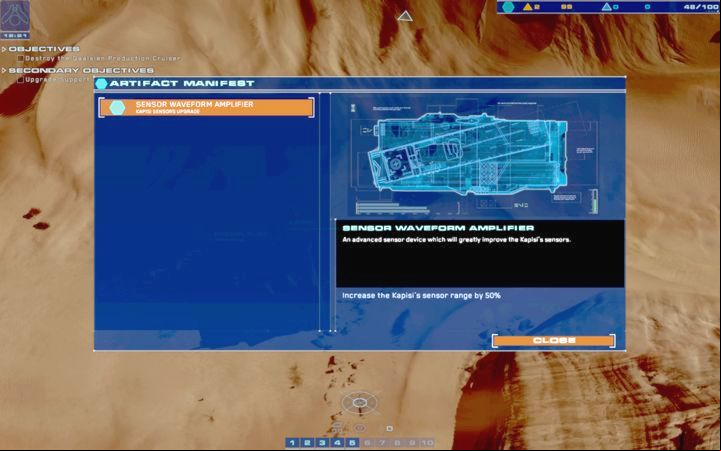 In Artifact Manifest you can view what bonuses are provided by the artifact Rachel obtained. - Mission 3 - Cape Wrath - Campaign mode walkthrough - Homeworld: Deserts of Kharak Game Guide