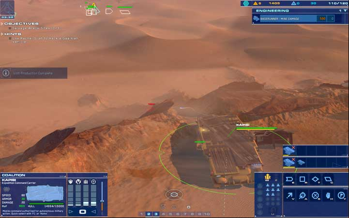 Deploy Kapisi in the age - enemy units may by, but they will not by Carriers rockets. - Mission 5 - Kalash Wreck - Campaign mode walkthrough - Homeworld: Deserts of Kharak Game Guide