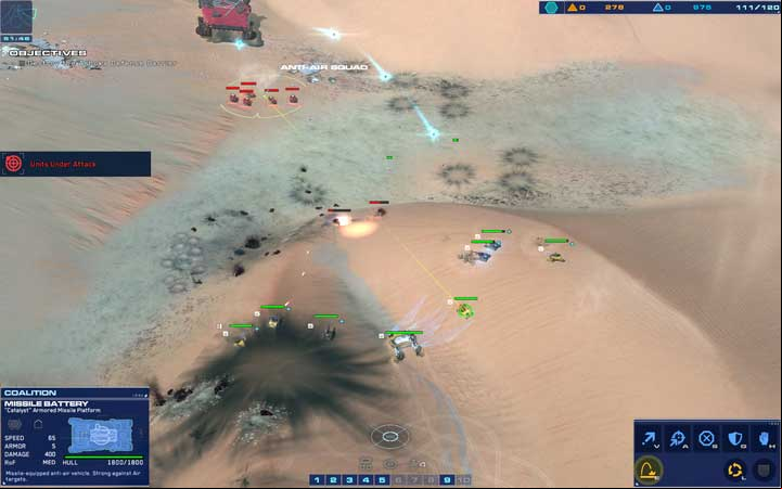 Attack from the direction of the Southern hill - this will provide you with the greatest advantage. - Mission 6 - Beladin Dune Sea - Campaign mode walkthrough - Homeworld: Deserts of Kharak Game Guide