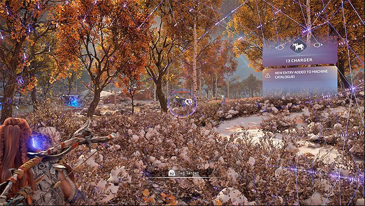 After reaching a Charger site or noticing them during exploration you must sneak up to one of them - Horizon Forbidden West: How to override and mount a Charger? - Exploration - Horizon Forbidden West Guide