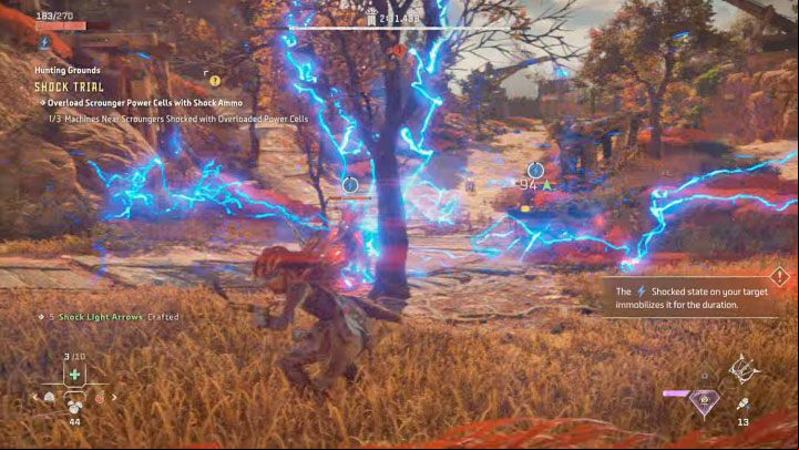A Power Cell hit with shock ammo doesn't get overloaded immediately - you need to wait a few seconds - Horizon Forbidden West: Hunting Grounds: The Daunt - walkthrough - Hunting grounds - Horizon Forbidden West Guide