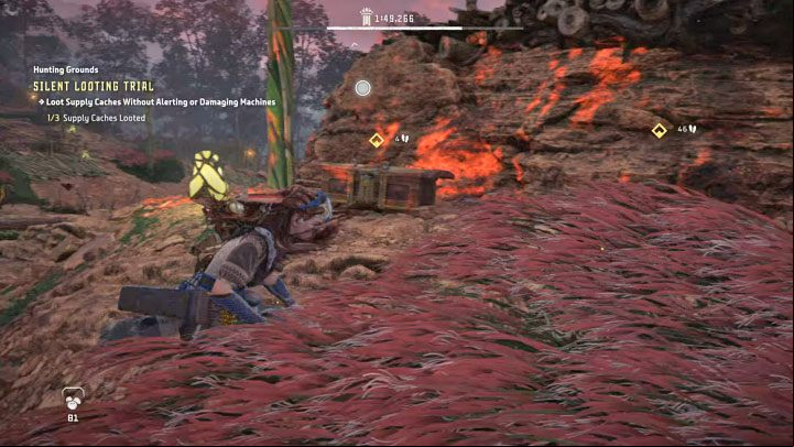 Keep hiding in tall grass along the way, to scan your surroundings and tag the Burrowers - Horizon Forbidden West: Hunting Grounds: Plainsong - Hunting Trials - Hunting grounds - Horizon Forbidden West Guide