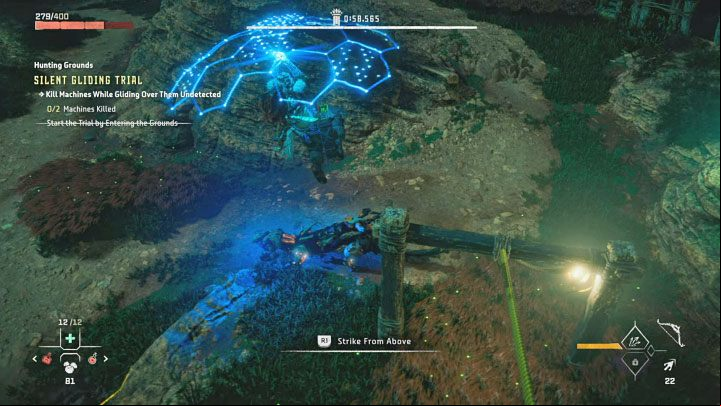 This trial tasks you with killing machines via Strike from Above while gliding on your Shieldwing - Horizon Forbidden West: Hunting Grounds: Plainsong - Hunting Trials - Hunting grounds - Horizon Forbidden West Guide