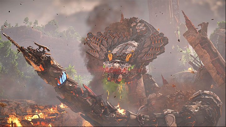 The second phase of the fight is signaled by a short cut-scene - Horizon Forbidden West: Slitherfang - boss, how to beat? - Bosses - Horizon Forbidden West Guide