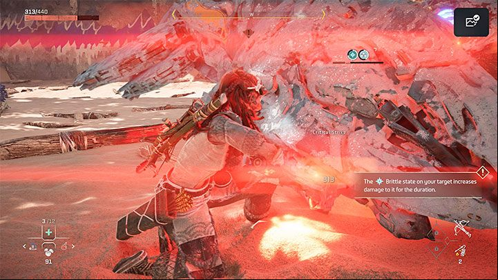 As with the battle from the prologue, damaging the boss may cause the Slitherfang to crash to the ground - Horizon Forbidden West: Slitherfang - boss, how to beat? - Bosses - Horizon Forbidden West Guide
