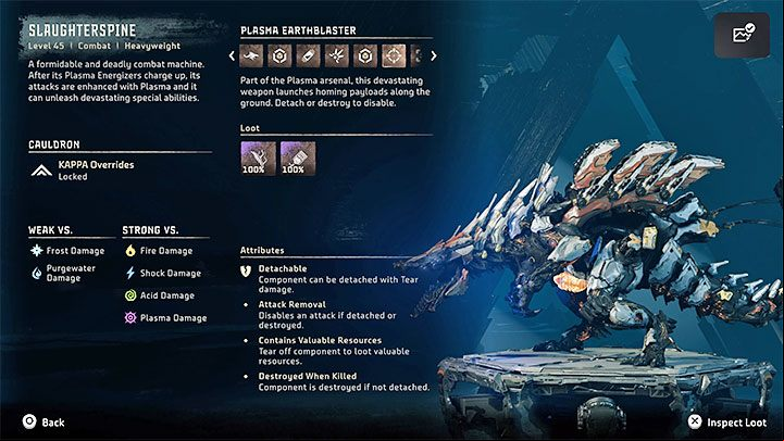 As per usual, begin the Slaughterspine battle by scanning the enemy machine - Horizon Forbidden West: GEMINI - walkthrough - Main Storyline - Horizon Forbidden West Guide