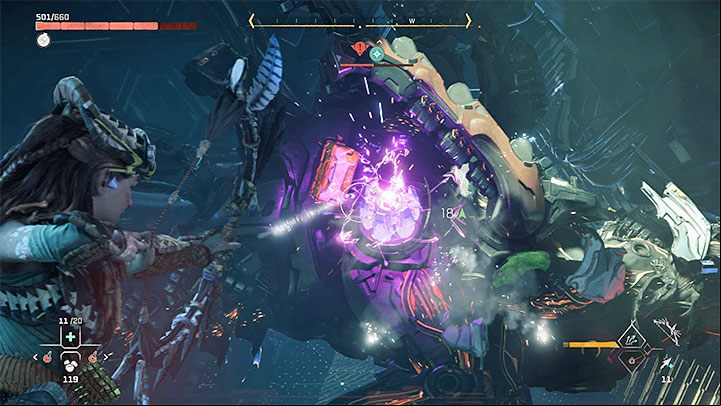 You should especially pay attention to the two Plasma Energizers located on the sides of the enemy machine - Horizon Forbidden West: Slaughterspine - Cauldron GEMINI boss, how to defeat? - Bosses - Horizon Forbidden West Guide