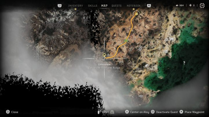 Follow the road west until you reach the ridge that Lel spoke of - Horizon Forbidden West: The Burning Blooms - walkthrough - Side quests - Horizon Forbidden West Guide