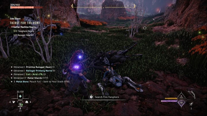 Once you've killed all the machines, search their bodies and take the hearts - Horizon Forbidden West: Thirst for the Hunt - walkthrough - Side quests - Horizon Forbidden West Guide