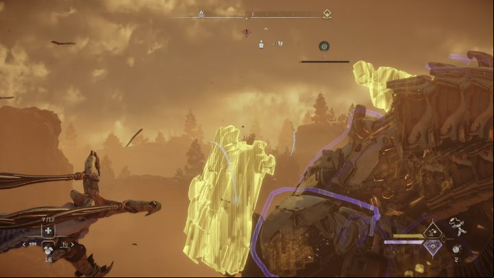 Shoot the components off the machine's back to quickly disarm it - Horizon Forbidden West: Thirst for the Hunt - walkthrough - Side quests - Horizon Forbidden West Guide