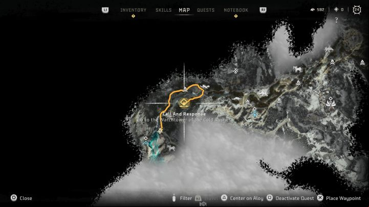 Head to the watchtower west of the Bulwark - Horizon Forbidden West: Call and Response - walkthrough - Errands - Horizon Forbidden West Guide