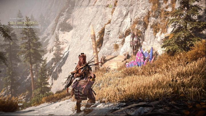 Go to the starting point of the climb - Horizon Forbidden West: Call and Response - walkthrough - Errands - Horizon Forbidden West Guide