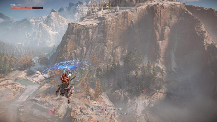 Jump off the wooden planks and open the shieldwing to quickly get back to Kivva - Horizon Forbidden West: Call and Response - walkthrough - Errands - Horizon Forbidden West Guide