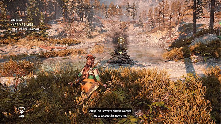 Kotallo will ask Aloy to meet him in the location where they faced the Tremortusk earlier in the main storyline - Horizon Forbidden West: What Was Lost, Kotallos quest - walkthrough - Tasks of companions - Horizon Forbidden West Guide