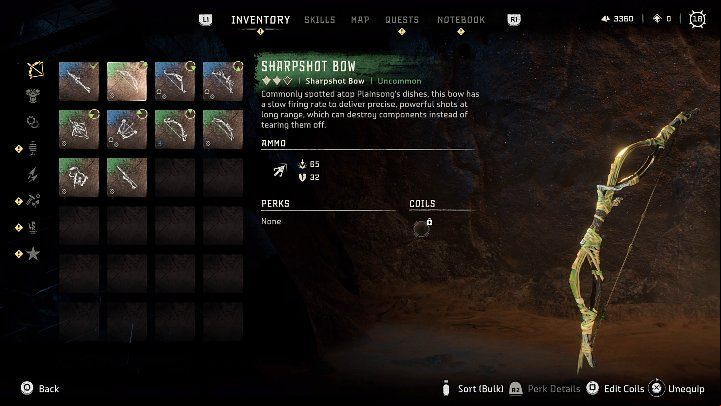 A slow weapon that requires a longer draw, but shoots powerful projectiles from a very long distance - Horizon Forbidden West: Recommended weapon list - Basics - Horizon Forbidden West Guide