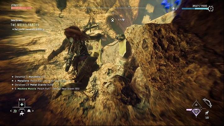 The grappling hook (called pullcaster in the game) allows you to quickly pull yourself to an object - Horizon Forbidden West: Exploration Guide - Basics - Horizon Forbidden West Guide