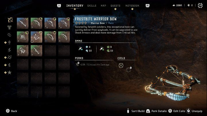 Warrior bow is characterized by a short time of drawing, so the weapon is designed for short-distance fighting - then you can use all the potential this weapon has - Horizon Forbidden West: Ranged weapons - types, applications - Basics - Horizon Forbidden West Guide